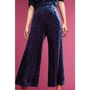 Maeve Anthropologie Isobel Velvet Wide Leg Cropped Pants NWT